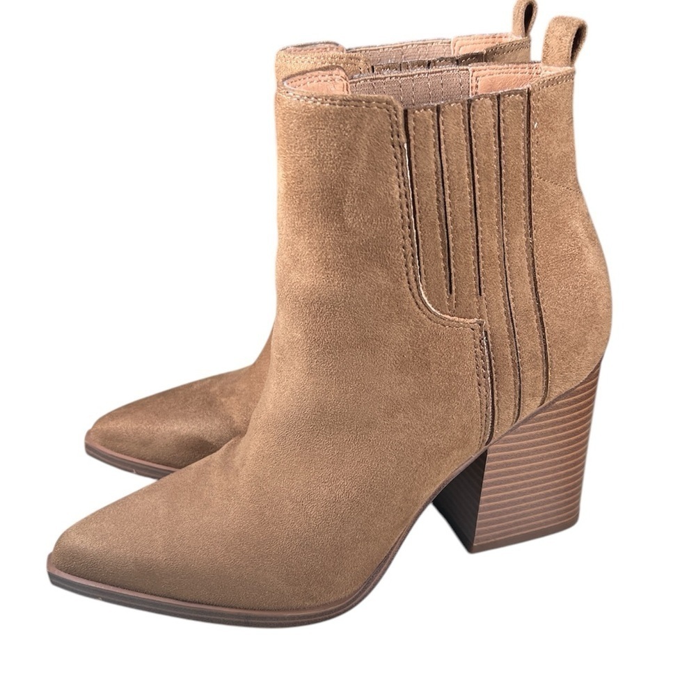 Nine West Orleeh women’s block heel Tan Suede Ankle Boots 7